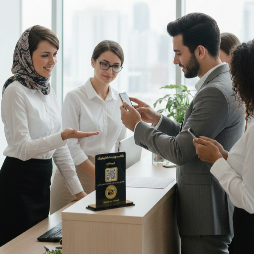 استند کیو آر کد هوشمند رومیزی (دارای NFC)